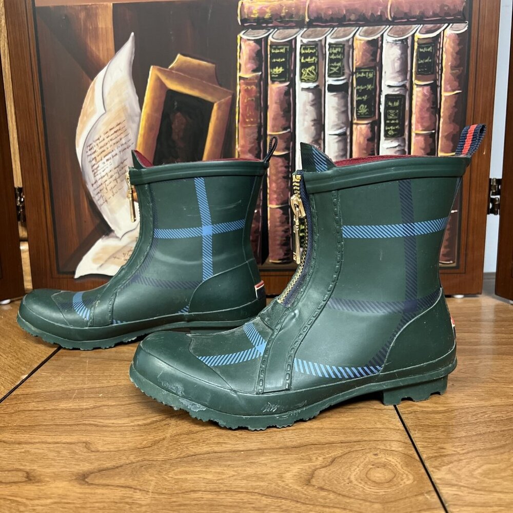 Tommy Hilfiger TWRYANN2 Plaid Rubber Ankle Rain Boots Size 7 - Picture 3 of 6
